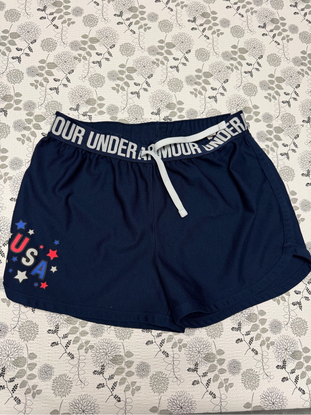 Under Armour Navy Athletic Shorts with USA Star Graphic